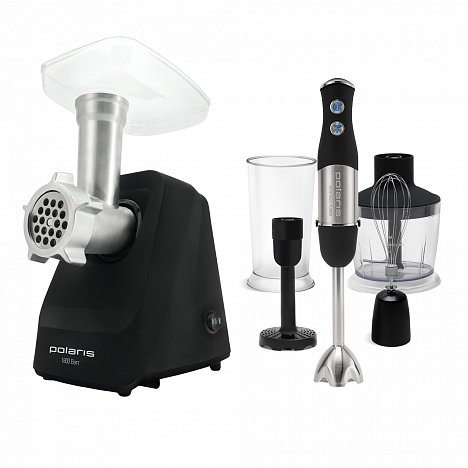 Комплект Мясорубка Polaris PMG 1855 RUS + Блендер Polaris PHB 1066AL
