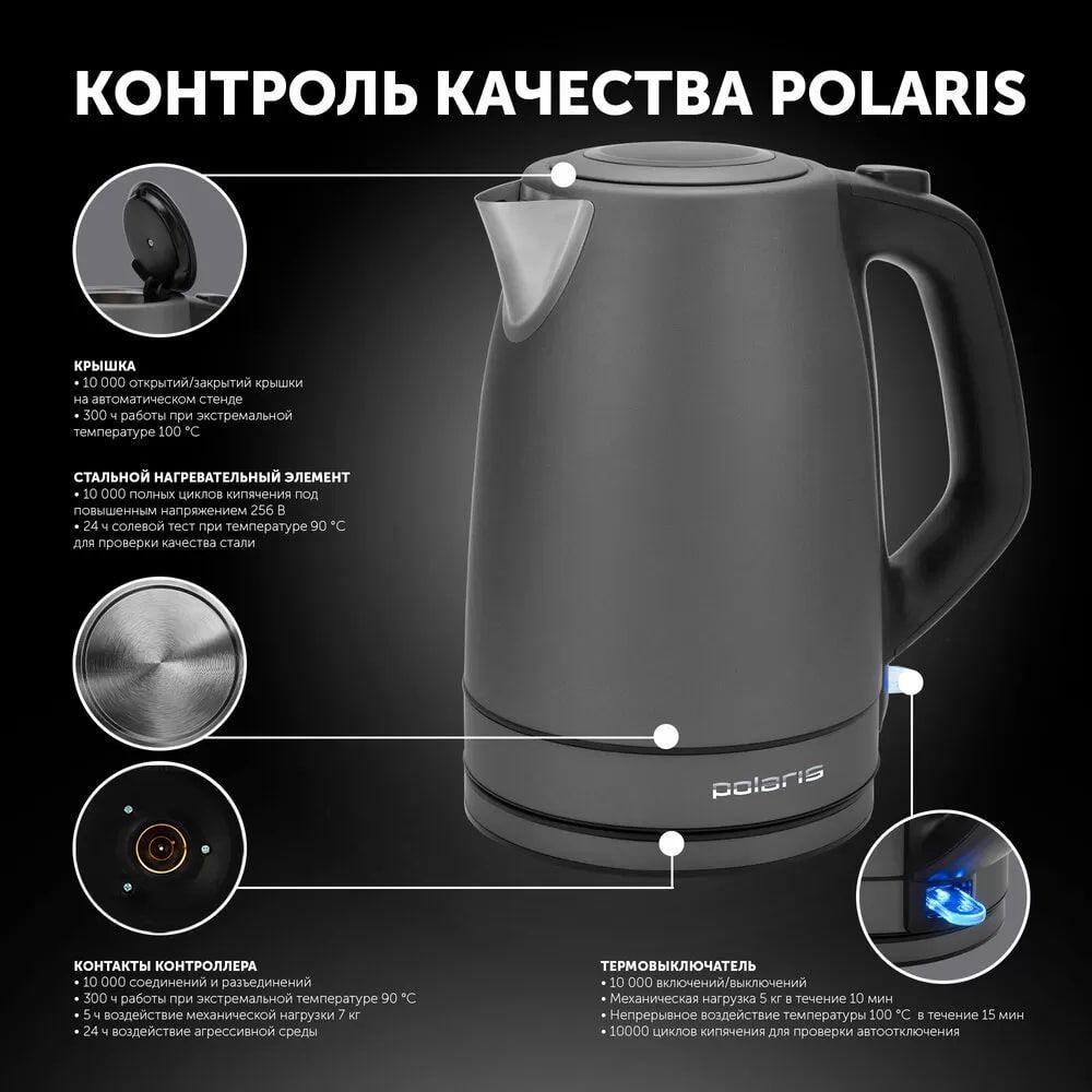 Чайник Polaris PWK 1724CA Графит – купить недорого с доставкой. Цены,  отзывы, характеристики, фото в интернет-магазине shop-polaris.ru