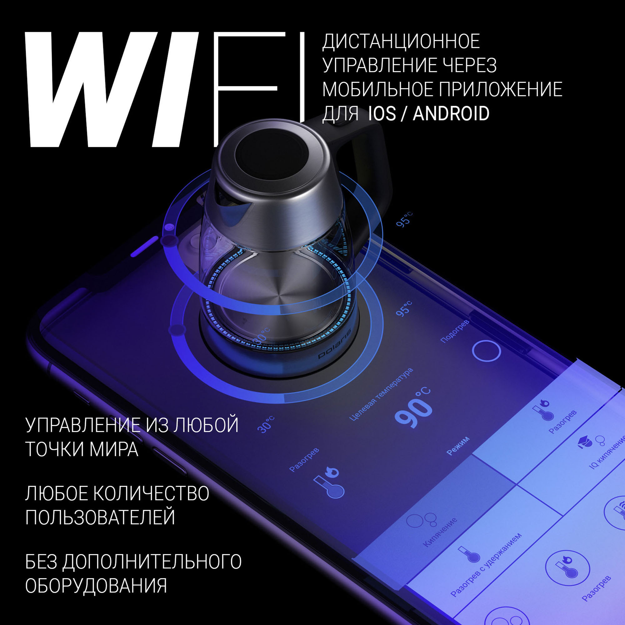 Чайник PWK 1775CGLD WIFI IQ Home – купить недорого с доставкой. Цены,  отзывы, характеристики, фото в интернет-магазине shop-polaris.ru