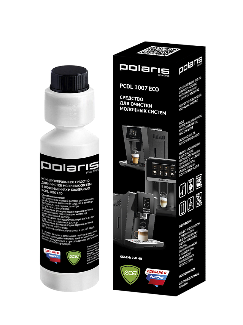 Средство для очистки молочных систем Polaris PCDL 1007 ECO средство для очистки молочных систем кофемашин techpoint эко 250 мл